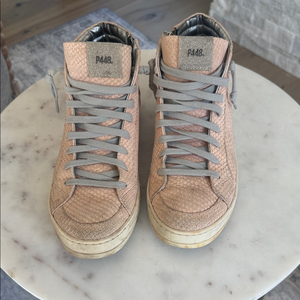 P448 High-Top Sneakers in Peach and Gray